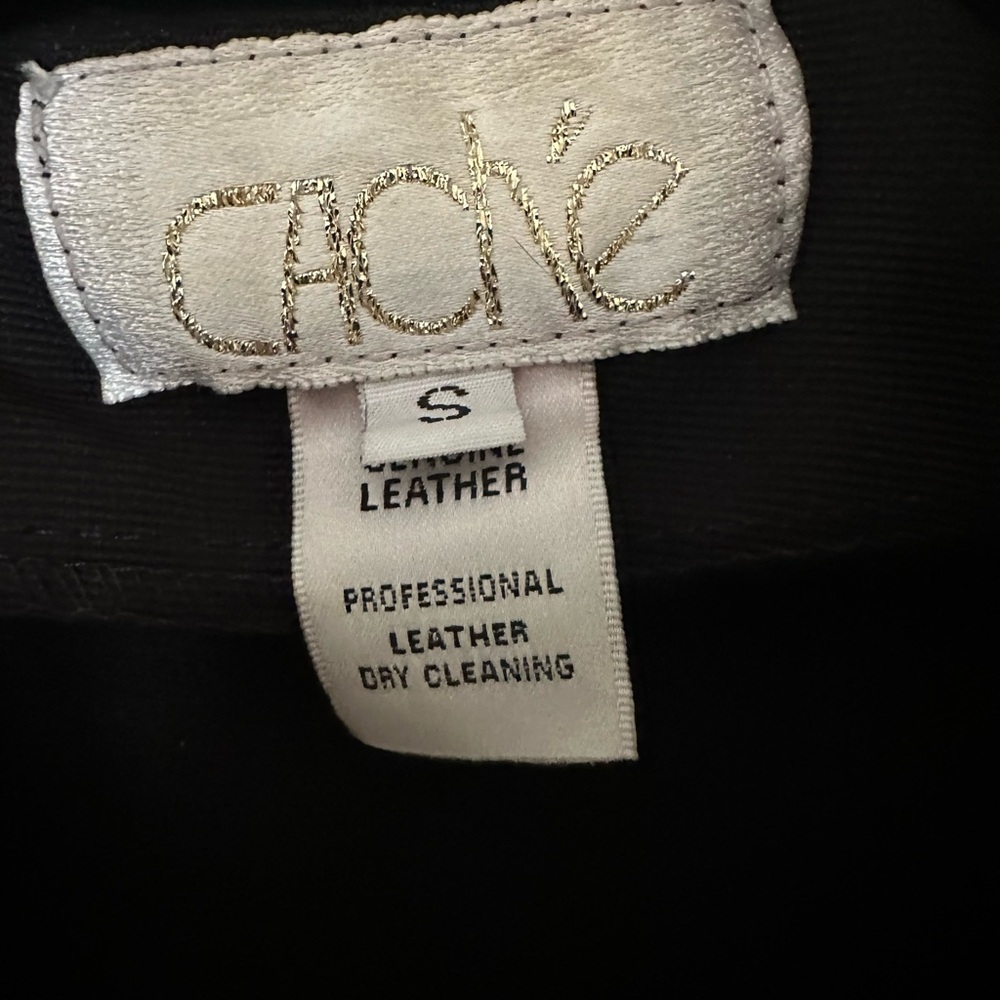 Cache black leather jacket with stretch sleeves - Picture 5 of 8